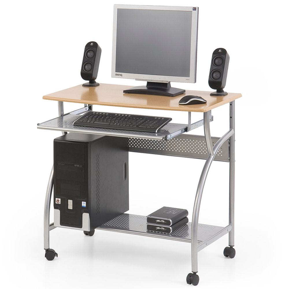Halmar PC stolík na kolieskach B-6 - oceľ / jelša